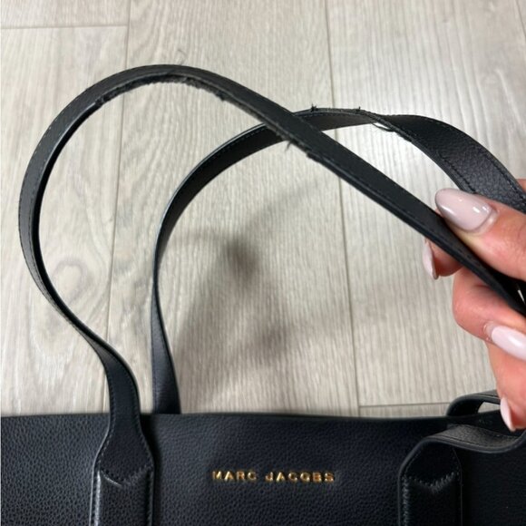 Marc Jacobs Black Large Leather Tote Work Travel Bag - Picture 4 of 12